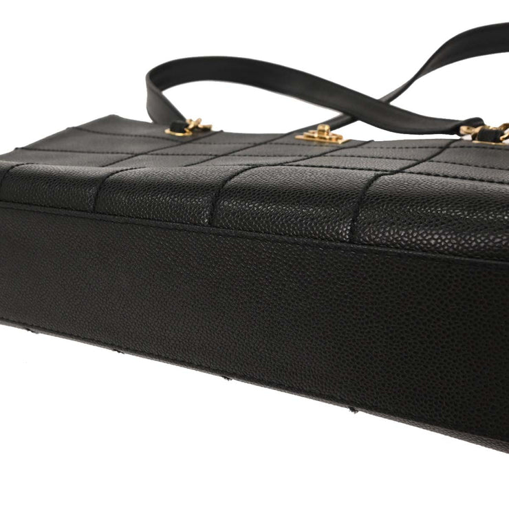 Chanel Black Calfskin Choco Bar Tote Handbag 154038