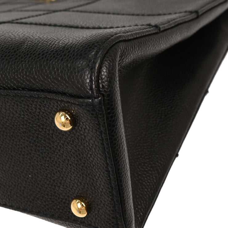 Chanel Black Calfskin Choco Bar Tote Handbag 154038