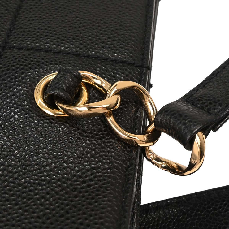 Chanel Black Calfskin Choco Bar Tote Handbag 154038