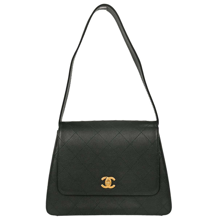 Chanel Dark Green Calfskin Handbag 154039