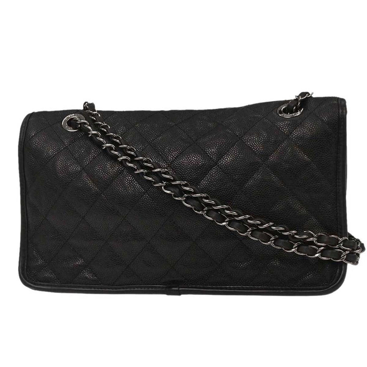Chanel Black Calfskin French Riviera Shoulder Bag 154040