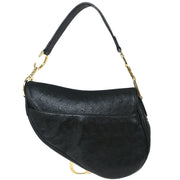 Christian Dior * Black Ostrich Saddle Handbag RU0050 154042