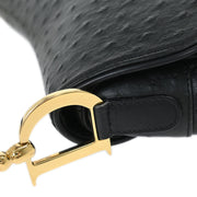 Christian Dior * Black Ostrich Saddle Handbag RU0050 154042