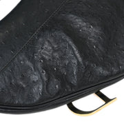 Christian Dior * Black Ostrich Saddle Handbag RU0050 154042