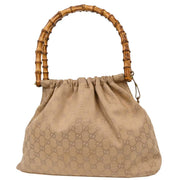 Gucci Beige Canvas Bamboo GG Handbag 92708 001998 154047