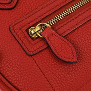 Celine Red Leather Nano Luggage Tote Handbag U-AT-5116 U-CU-0117 154053