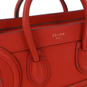 Celine Red Leather Nano Luggage Tote Handbag U-AT-5116 U-CU-0117 154053