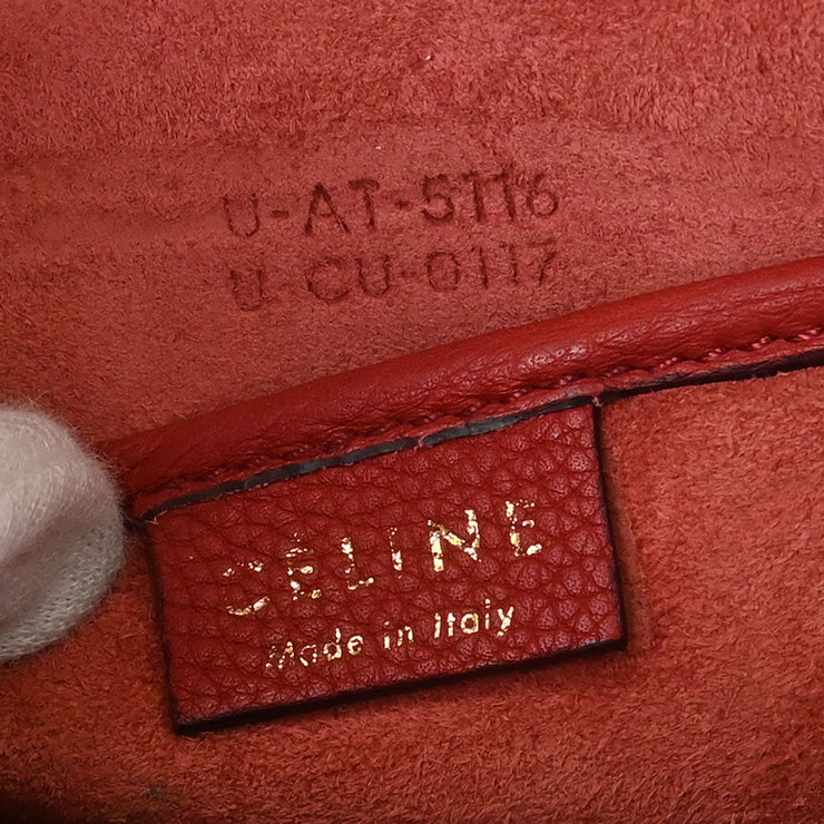 Celine Red Leather Nano Luggage Tote Handbag U-AT-5116 U-CU-0117 154053