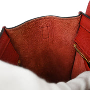 Celine Red Leather Nano Luggage Tote Handbag U-AT-5116 U-CU-0117 154053