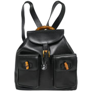 Gucci Black Pigskin Bamboo Backpack 003.2058.0016 154054