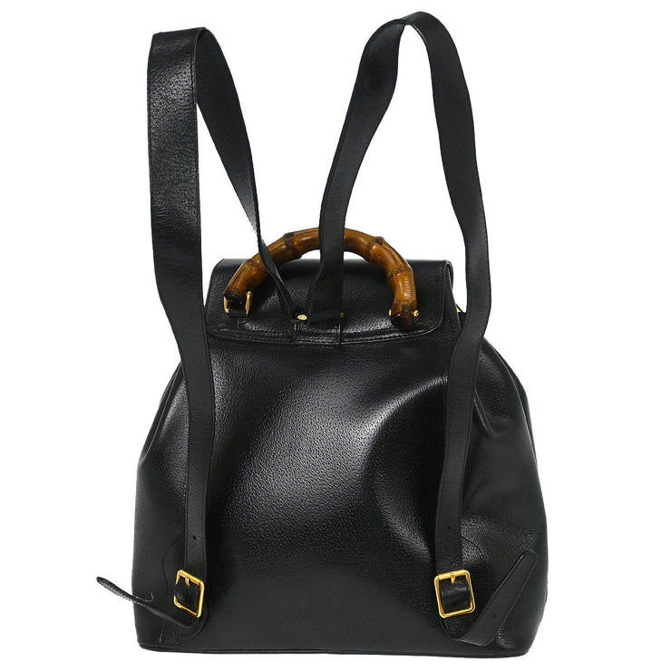 Gucci Black Pigskin Bamboo Backpack 003.2058.0016 154054