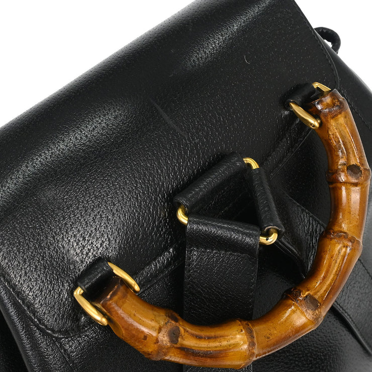 Gucci Black Pigskin Bamboo Backpack 003.2058.0016 154054