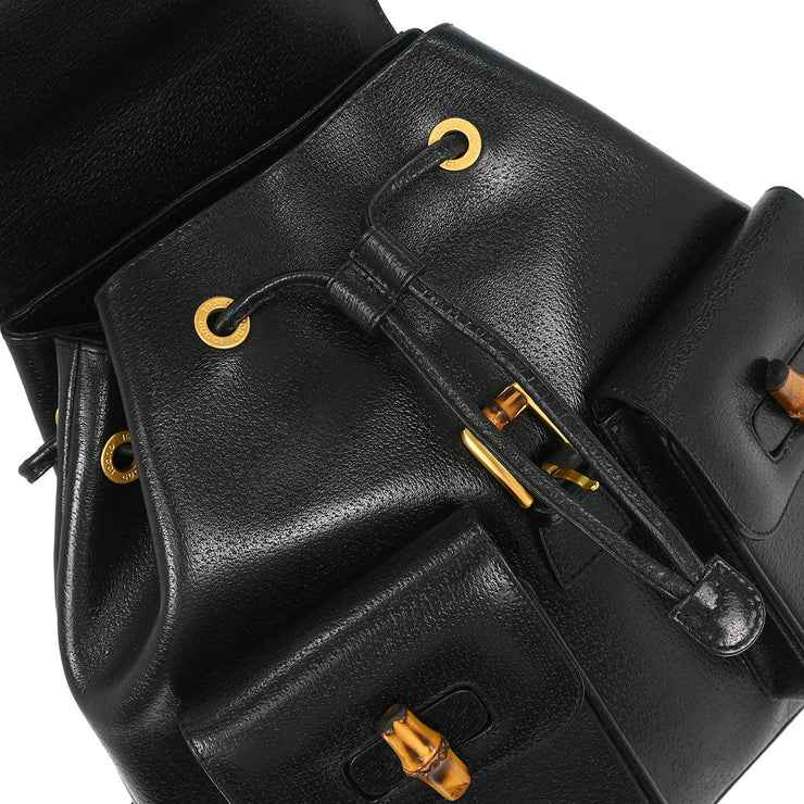 Gucci Black Pigskin Bamboo Backpack 003.2058.0016 154054