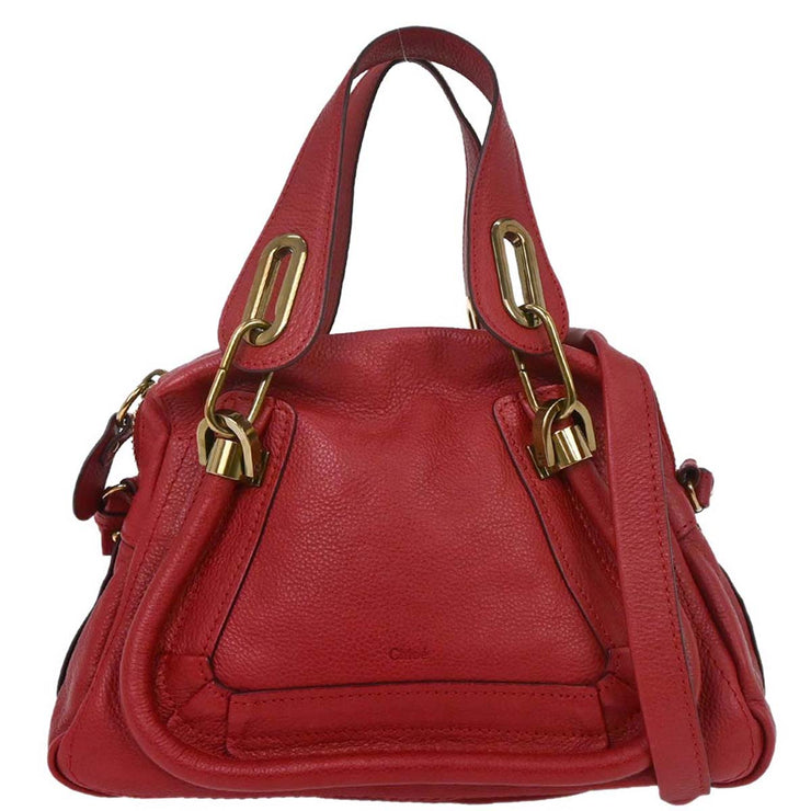 Chloe Red Paraty 2way Handbag 03-14-50-65 154055