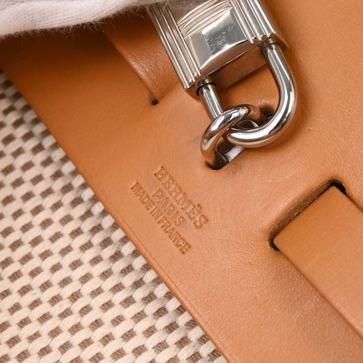 Hermes Beige Black Toile GM Officier Herbag PM 2 in 1 Handbag 154058