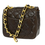 Chanel Brown Lambskin Classic Flap Micro Bum Belt Bag 154059