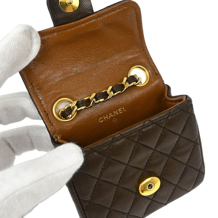 Chanel Brown Lambskin Classic Flap Micro Bum Belt Bag 154059