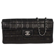 Chanel Black Lambskin East West Choco Bar Shoulder Bag 154060