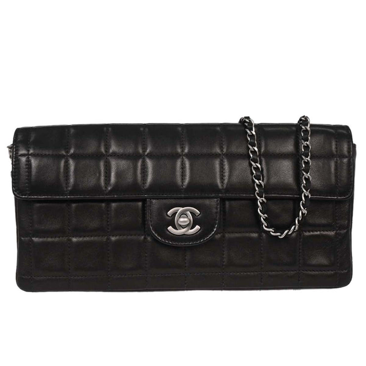 Chanel Black Lambskin East West Choco Bar Shoulder Bag 154060