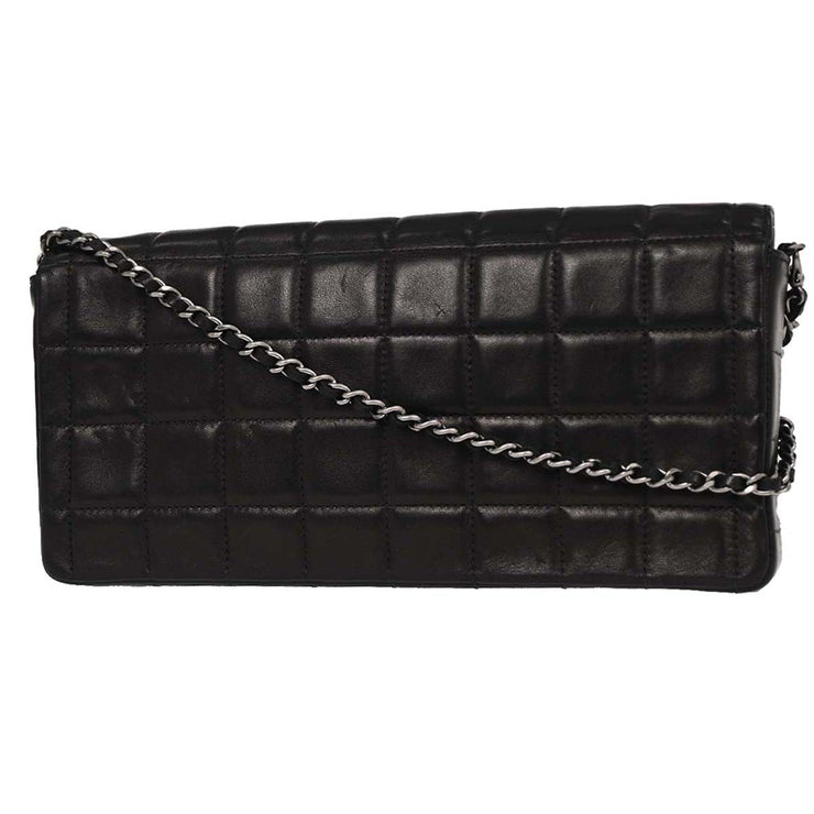 Chanel Black Lambskin East West Choco Bar Shoulder Bag 154060
