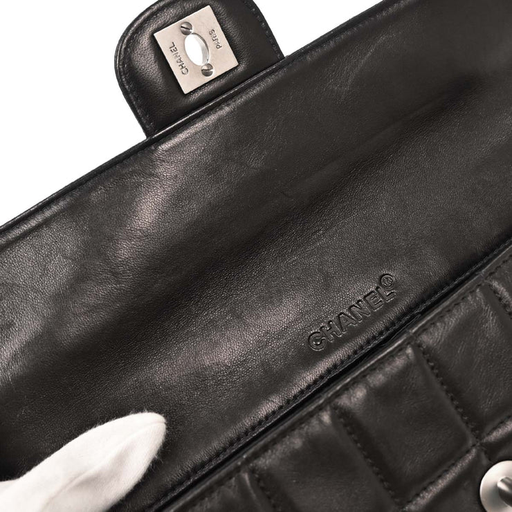 Chanel Black Lambskin East West Choco Bar Shoulder Bag 154060