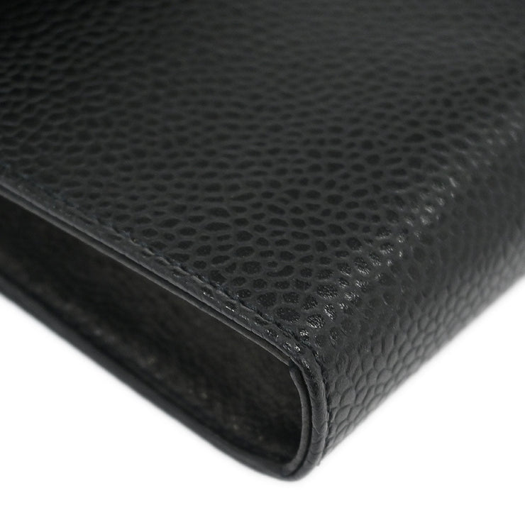 Chanel Black Calfskin Cigarette Case Key Holder Small Good 154063