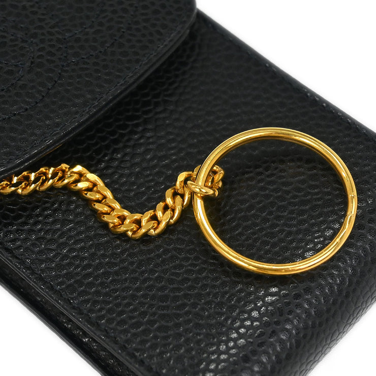 Chanel Black Calfskin Cigarette Case Key Holder Small Good 154063