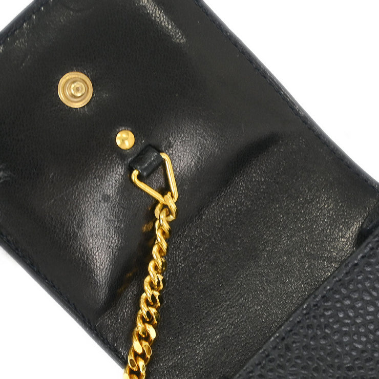 Chanel Black Calfskin Cigarette Case Key Holder Small Good 154063