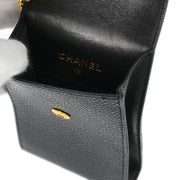 Chanel Black Calfskin Cigarette Case Key Holder Small Good 154063
