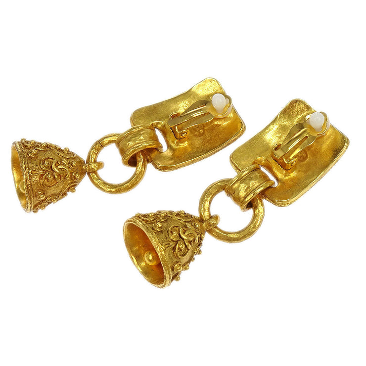 Chanel Bell Dangle Earrings Clip-On Gold 94A 154070