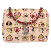 Chanel Pink Canvas Valentine Mini Classic Square Flap Shoulder Bag 17 154072