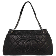 Chanel Black Calfskin Tote Chain Handbag 154073