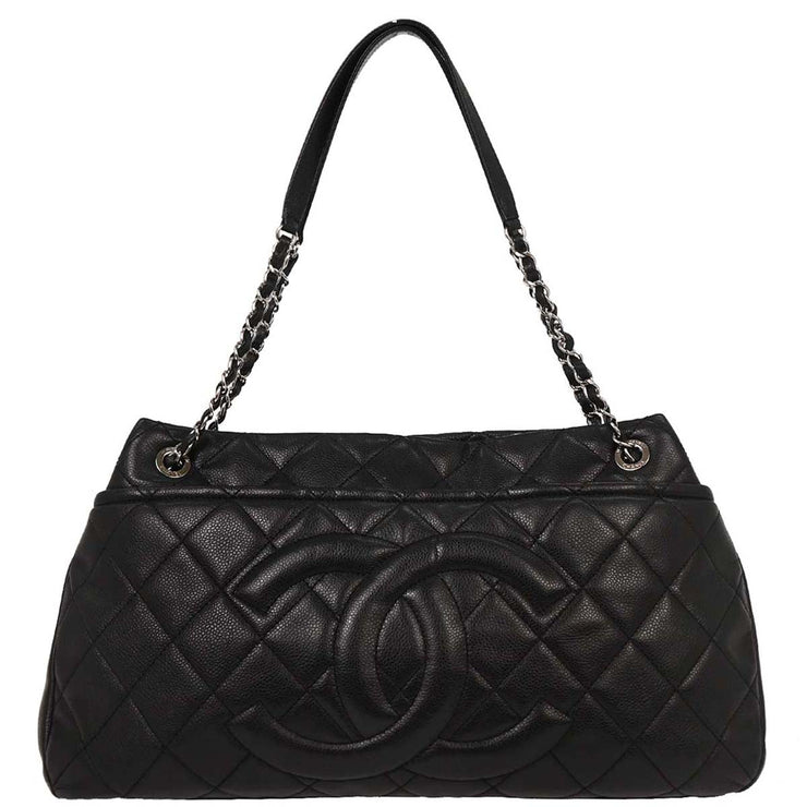 Chanel Black Calfskin Tote Chain Handbag 154073