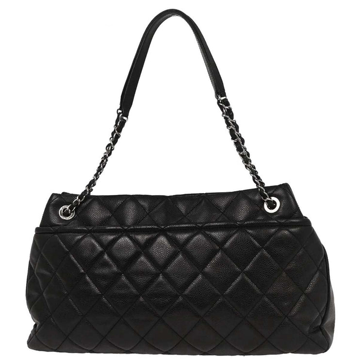 Chanel Black Calfskin Tote Chain Handbag 154073