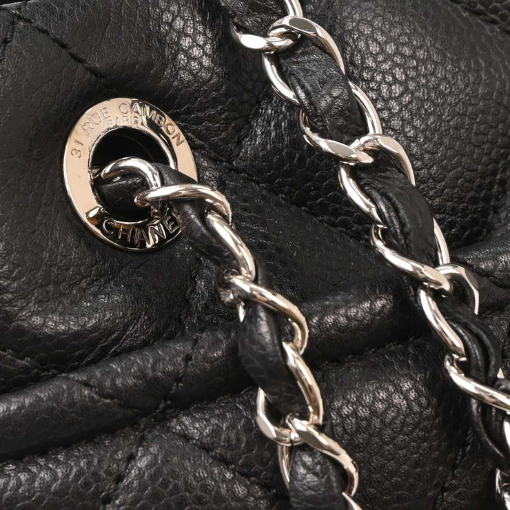 Chanel Black Calfskin Tote Chain Handbag 154073