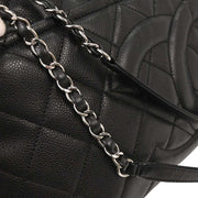 Chanel Black Calfskin Tote Chain Handbag 154073