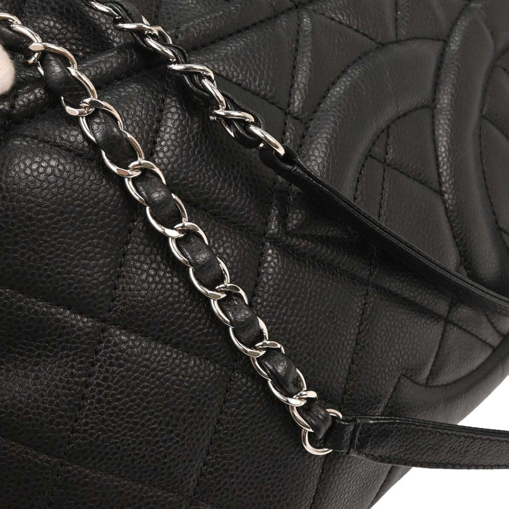 Chanel Black Calfskin Tote Chain Handbag 154073