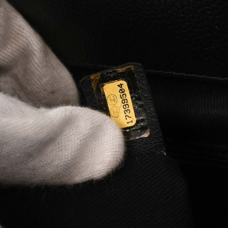 Chanel Black Calfskin Tote Chain Handbag 154073