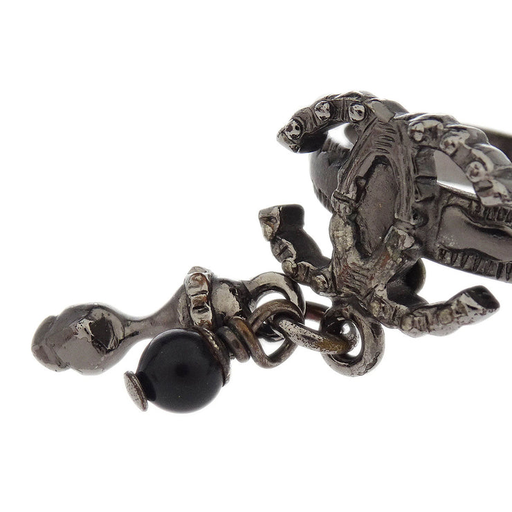 Chanel Ring Silver Dangle CC #50 A12A 154078