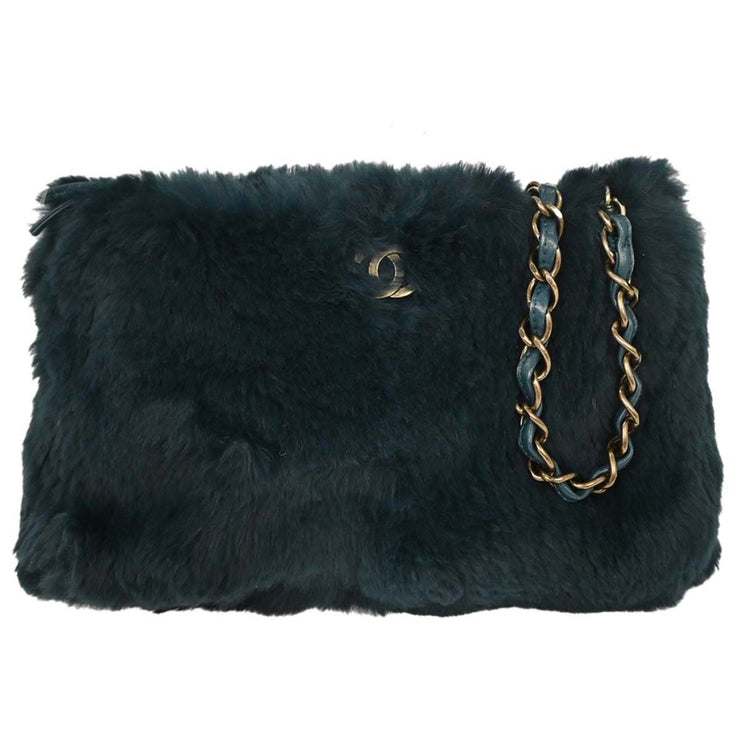 Chanel Blue Fur Chain Shoulder Bag 154080