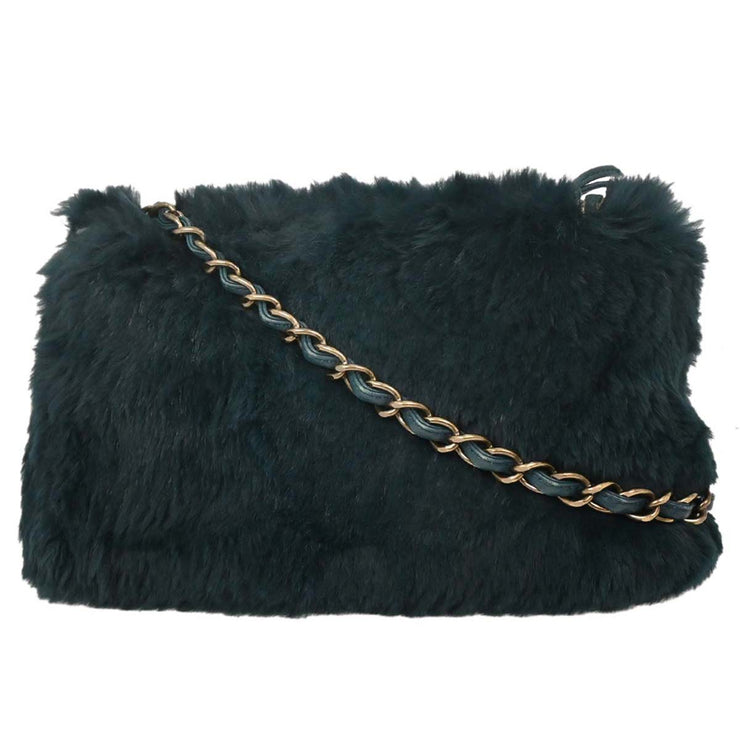 Chanel Blue Fur Chain Shoulder Bag 154080