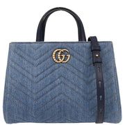 Gucci Blue Denim Marmont 2way Handbag 448054 467891 154087