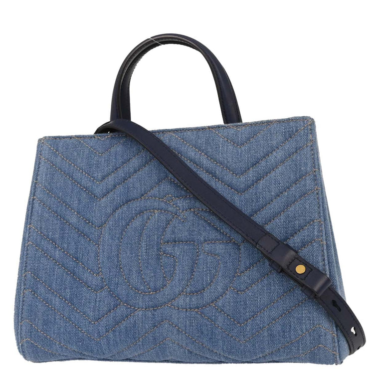 Gucci Blue Denim Marmont 2way Handbag 448054 467891 154087