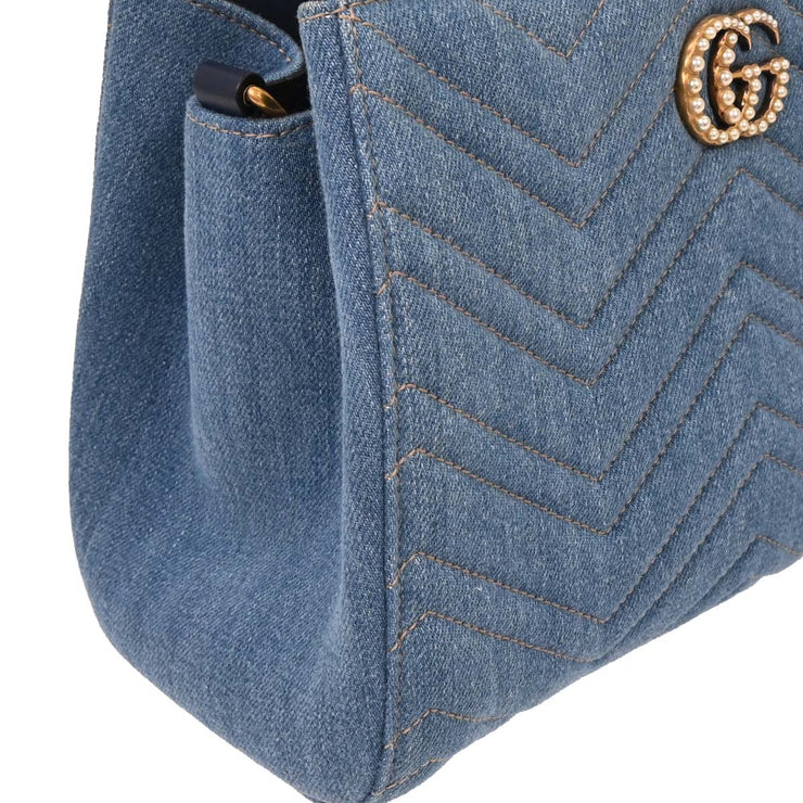 Gucci Blue Denim Marmont 2way Handbag 448054 467891 154087