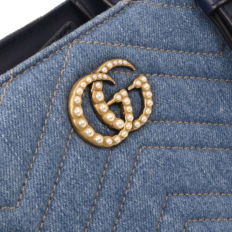 Gucci Blue Denim Marmont 2way Handbag 448054 467891 154087