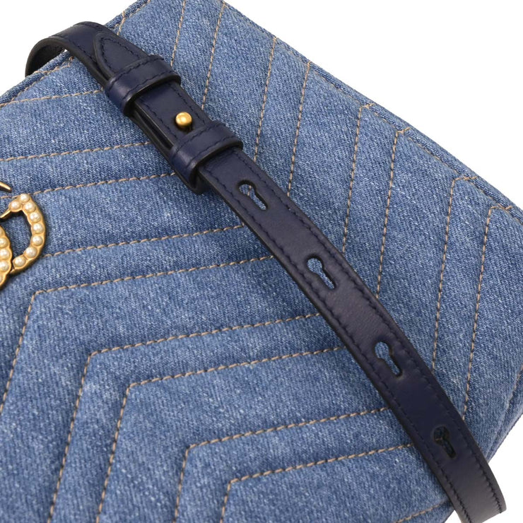 Gucci Blue Denim Marmont 2way Handbag 448054 467891 154087