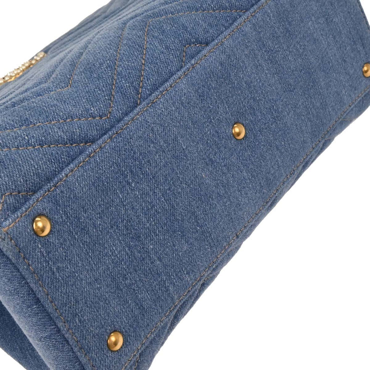 Gucci Blue Denim Marmont 2way Handbag 448054 467891 154087