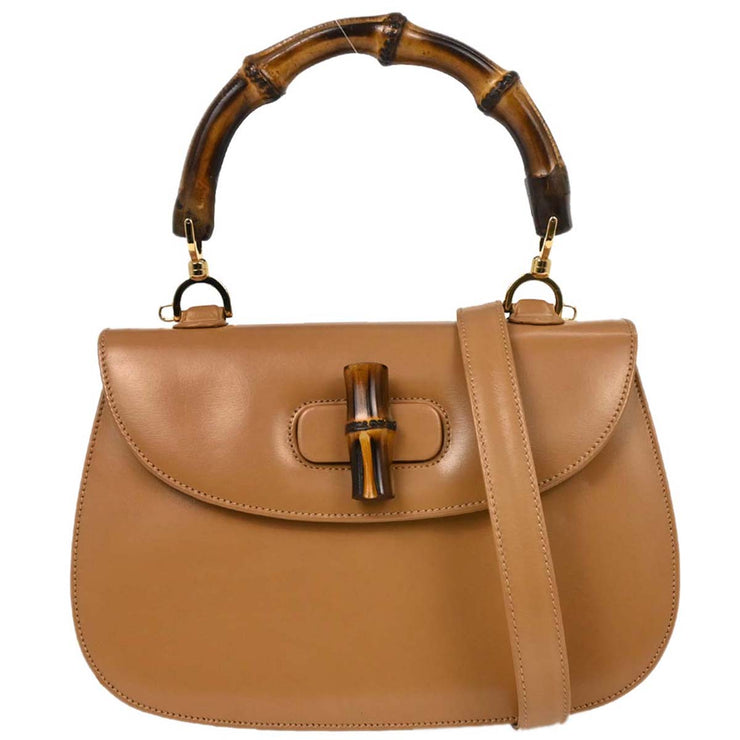 Gucci Beige Bamboo 2way Handbag 000.1227.0633 154088