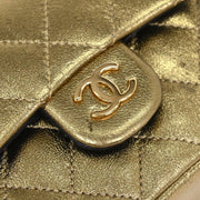 Chanel Metallic Gold Lambskin Classic Flap Micro Bag Pouch 154090