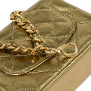 Chanel Metallic Gold Lambskin Classic Flap Micro Bag Pouch 154090